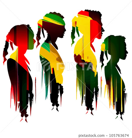 vector set illustration of silhouette crowd celebrate Black history month isolated on white background 105763674