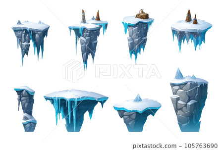 set vector illustration of ice platform earth glacier layers isolated on white background 105763690