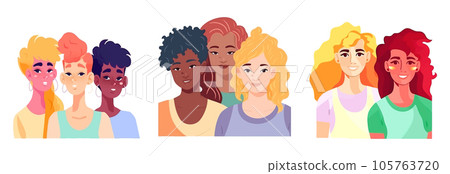 set vector illustration of group people celebrating bisexual homosexual transgender equality 105763720