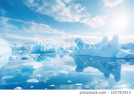 Sea with icebergs. 105763913