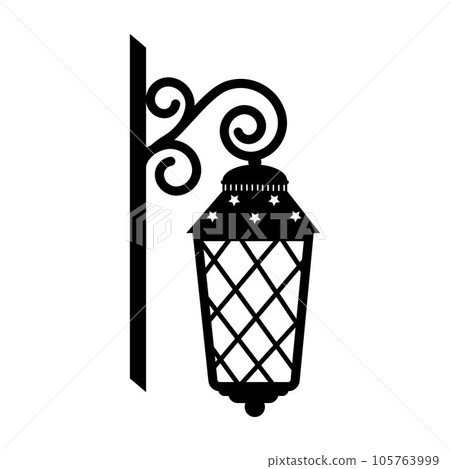 Vintage street lamp, black silhouette, vector isolated illustration Vintage street lamp, black silhouette, vector isolated illustration 105763999