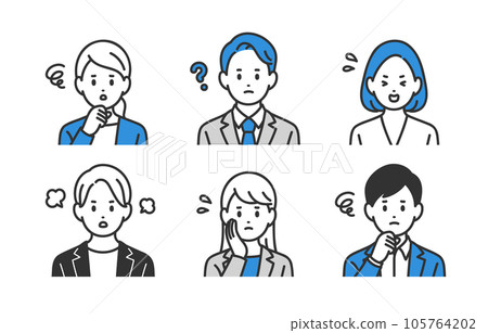 Negative business person men and women upper body set [person vector illustration material] 105764202