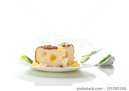 sweet baked cottage cheese casserole with nuts and candied fruits sweet baked cottage cheese casserole with nuts and candied fruits 105765108