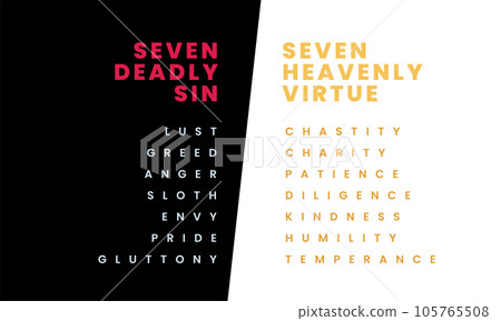 Seven Heavenly Virtue and Deadly Sin. simple and minimalist Seven Heavenly Virtue and Deadly Sin. simple and minimalist 105765508
