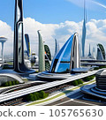 A futuristic urban cityscape F 105765630