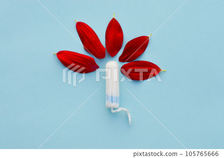 Women's and gynecological health care. Menstrual cycle. Hygiene care during critical days. Tampon woman Clean and safe Menstruation, means of protection. Women's and gynecological health care. Menstrual cycle. Hygiene care during critical days. Tampon woman Clean and safe Menstruation, means of protection. 105765666