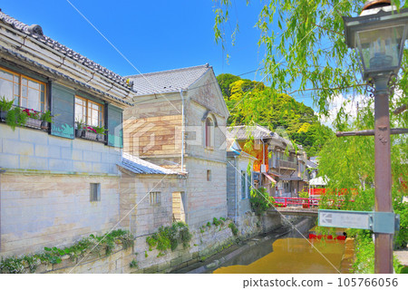 靜岡縣下田市伊豆半島、南伊豆、下田佩里路、垂柳和路燈的長廊形象 (11) 105766056