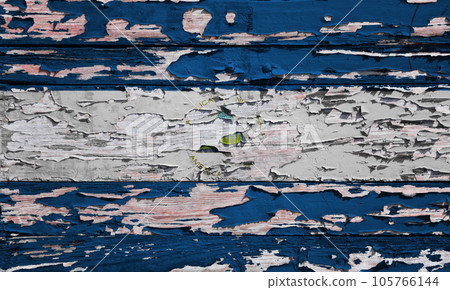 Flag of Nicaragua painted on a wooden board Flag of Nicaragua painted on a wooden board 105766144