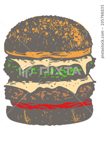 奶酪漢堡的簡單彩色插圖 105766835