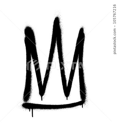 Sprayed crown with overspray in black over white. Vector illustration. Sprayed crown with overspray in black over white. Vector illustration. 105767216