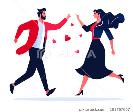 Lover people run after each other, interacting with deadline love concept 105767607