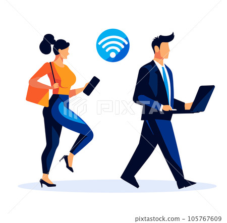Flat vector illustration wifi the concept of wireless, free networks. Flat vector illustration wifi the concept of wireless, free networks. 105767609