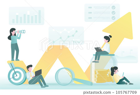 Business ideas concept. Strategy improvement, tactical plan, growth management, development for success. Flat vector design illustration. 105767709