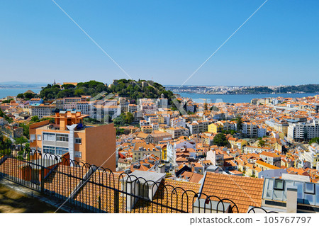 Picturesque panoramic daytime view of Lisbon city 105767797