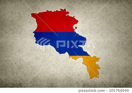 Map of Armenia with its flag printed on a paper 105768048