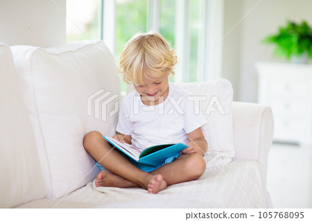 Child reading book. Kids read books. 105768095