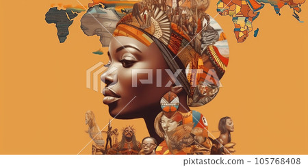 Illustration of african woman in national colors of africa, freedom day, emancipation day. Generative AI 105768408