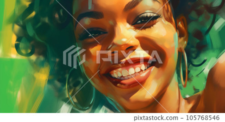 Illustration of african woman in national colors of africa, freedom day, emancipation day. Generative AI 105768546