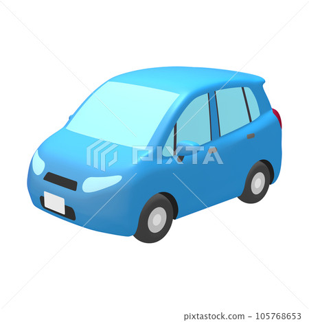汽車插畫素材變形緊湊型轎車5門掀背車天藍色(1_a) 105768653