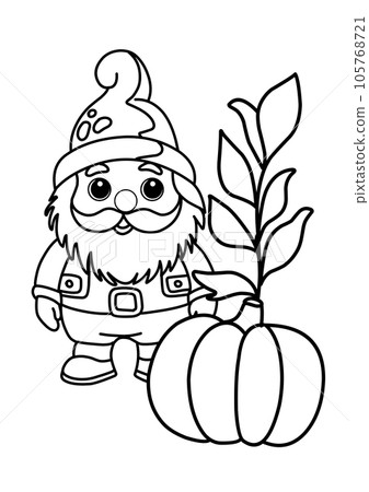 Coloring page with gnomes, autumn coloring page. 105768721