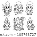 set Coloring pages with gnomes, autumn coloring page. 105768727
