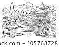 Japanese Landscape Coloring page. coloring page of japanese garden. 105768728