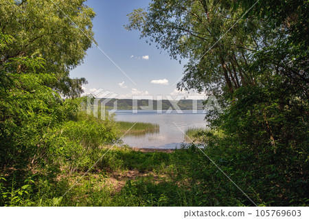 Bakota bay reservoir on Dnister river, Ukraine. 105769603