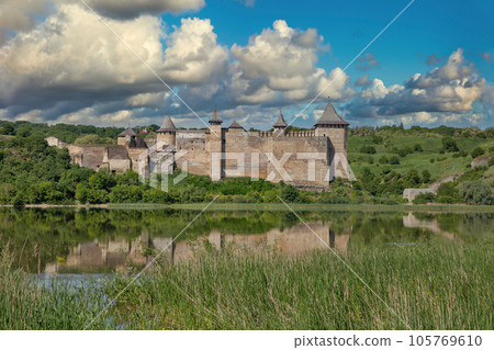 Khotyn Fortress medieval fortification complex in Ukraine. Khotyn Fortress medieval fortification complex in Ukraine. 105769610