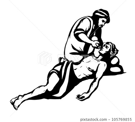 The parable of the good Samaritan. Vector drawing The parable of the good Samaritan. Vector drawing 105769855
