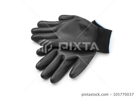 Black work gloves isolated on white background 105770037