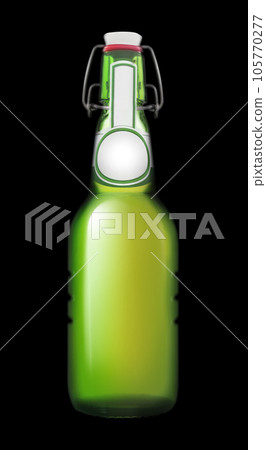Bottle of Lager beer with flip-top cap isolated on a black background Bottle of Lager beer with flip-top cap isolated on a black background 105770277