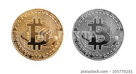 golden and silver bitcoin coin crypto money isolated on white background golden and silver bitcoin coin crypto money isolated on white background 105770281