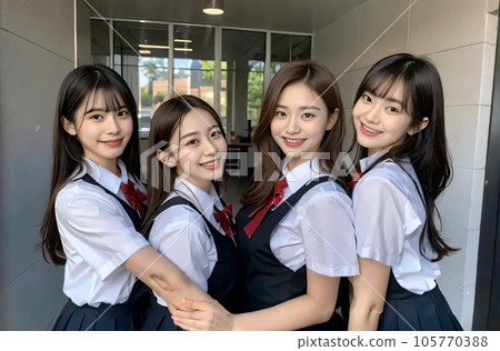 Group photo of high school girls AI image Uniform 105770388