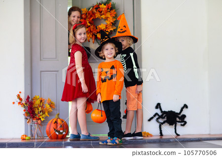 Kids trick or treat. Halloween fun for children. 105770506