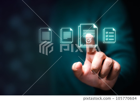 Business document paper icon, Document Management System, DMS. Business document paper icon, Document Management System, DMS. 105770684