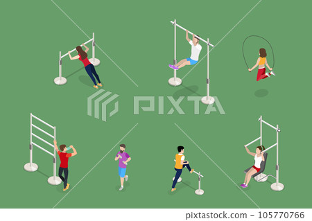 3D Isometric Flat Vector Conceptual Illustration of Outside Gym 105770766