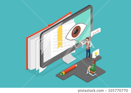 3D Isometric Flat Vector Conceptual Illustration of Visual Learning 105770770