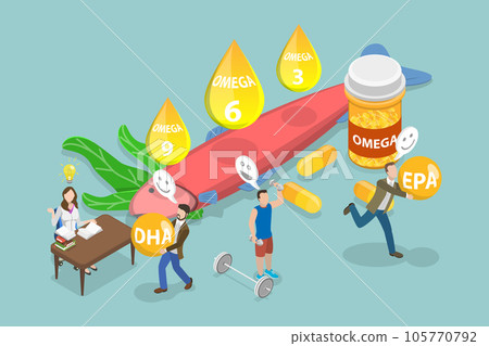 3D Isometric Flat Vector Conceptual Illustration of Omega Fatty Acid 105770792