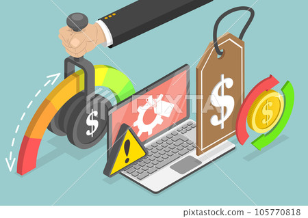 3D Isometric Flat Vector Conceptual Illustration of Dynamic Pricing 105770818