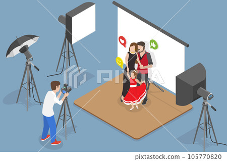 3D Isometric Flat Vector Conceptual Illustration of Professional Photographer 105770820