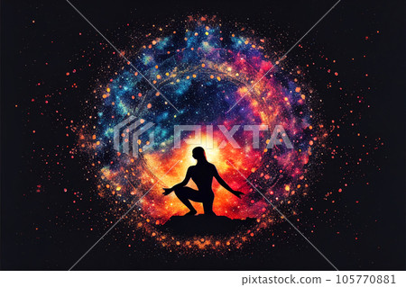 Human yoga pose and meditation comprehends the inner light energy 105770881