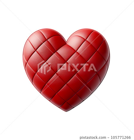 Red leather heart on transparent background 105771266