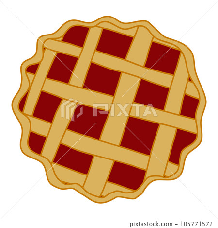 Lattice pie crust with red fruit or berry filling, vector 105771572
