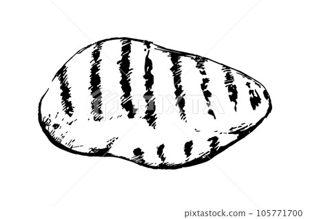 Vector grilled bbq meat chicken breast. Hand-drawn illustration isolated on white background. Perfect for menu cafe, restaurant, recipe book, cooking, barbecue 105771700