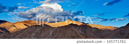 Panorama of Himalayas mountains on sunset. Ladakh, Jammu and Kashmir, India 105771761