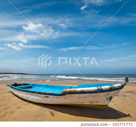 Boat on a beach. India 105771772