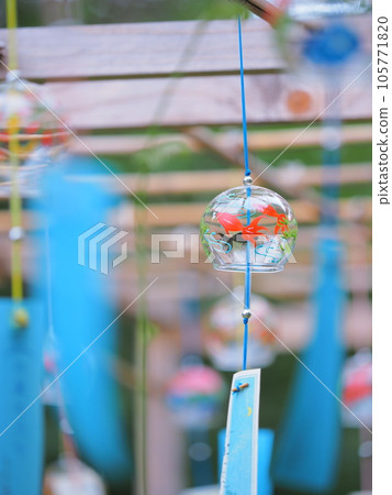 Beautiful scenery of Hokkaido Biei Shrine in summer Wind chime scenery 105771820