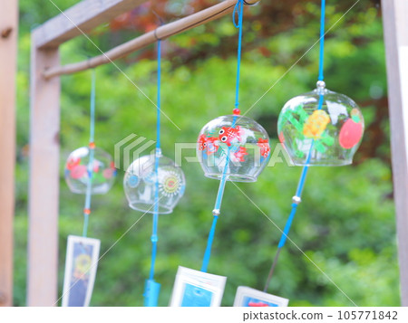 Beautiful scenery of Hokkaido Biei Shrine in summer Wind chime scenery 105771842