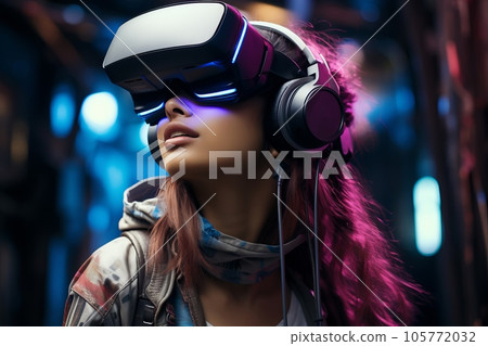 戴 VR 護目鏡的人，生成 AI AI 圖像 105772032