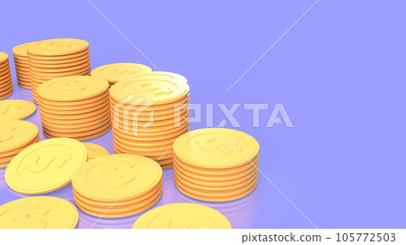 The yellow coins on blue background for Business or money concept 3d rendering 105772503